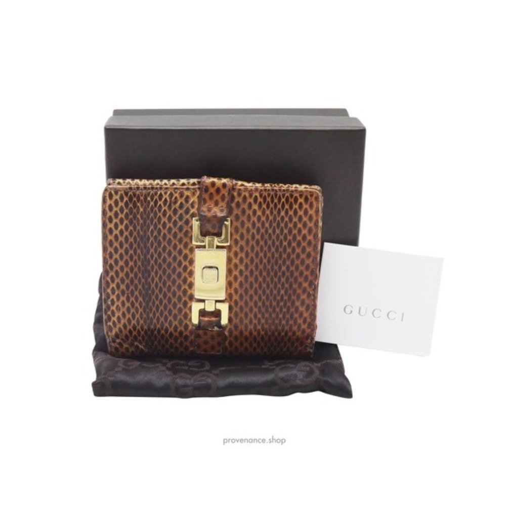 🔴 Gucci GG Snakeskin Trifold Wallet - Black Leather